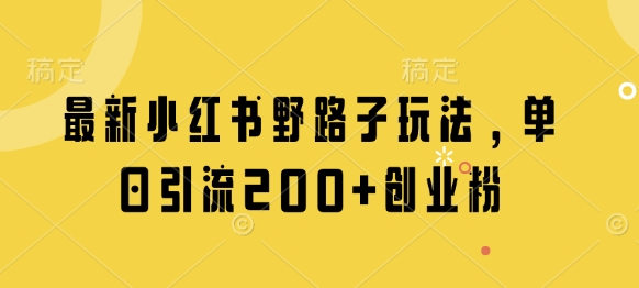 最新小红书野路子玩法，单日引流200+创业粉-比钱轻创