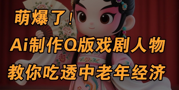 用Ai制作Q版戏剧人物，手把手教你吃透中老年经济，5分钟一个成品，多渠道变现-比钱轻创