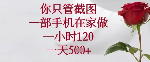你只管截图，一部手机在家做，苹果安卓都可以，一小时120，一天5张+【揭秘】-比钱轻创