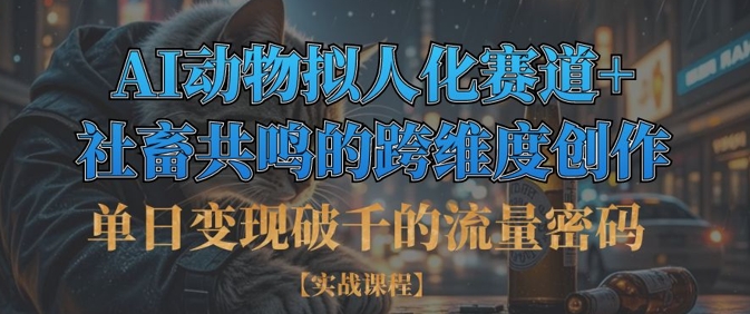 单日变现破千的流量密码，AI动物拟人化赛道+社畜共鸣的跨维度创作-比钱轻创