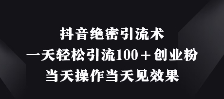 抖音绝密引流术，一天轻松引流100+创业粉，当天操作当天见效果-比钱轻创