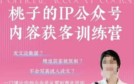 桃子IP公众号内容获客训练营(第3期)，一门让你公众号从0到商业闭环的课程-比钱轻创