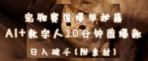 宠物赛道爆单秘籍：AI+数字人10分钟造爆款，日入1k-比钱轻创