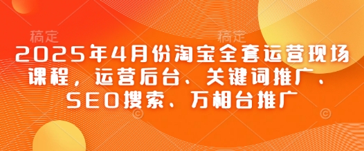 2025年4月份淘宝全套运营现场课程，运营后台、关键词推广、SEO搜索、万相台推广-比钱轻创