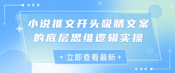 小说推文开头吸睛文案的底层思维逻辑实操-比钱轻创