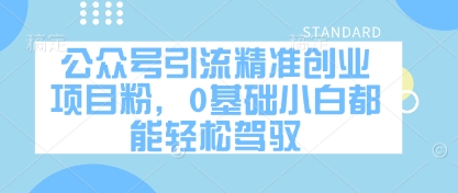 公众号引流精准创业项目粉，0基础小白都能轻松驾驭-比钱轻创