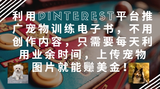 利用Pinterest平台推广宠物训练电子书，不用创作内容，只需要每天利用业余时间，上传宠物图片就能挣美金!-比钱轻创