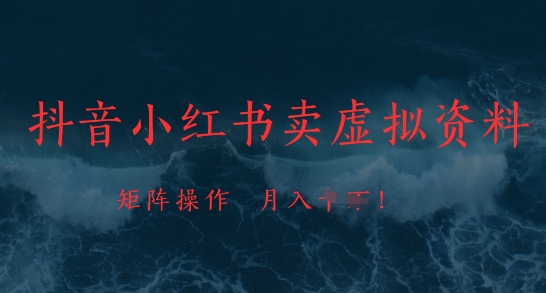 抖音小红书卖虚拟资料，市场需求一直存在，矩阵操作，月入1w+-比钱轻创