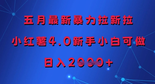 五月最新暴力拉新拉，小红薯4.0新手小白可做，日入多张-比钱轻创