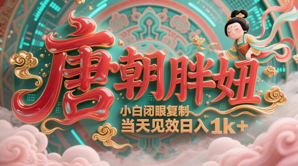 用AI克隆“唐朝胖妞”日更3条，平台疯狂推流，小白闭眼复制，当天见效，日入1k+-比钱轻创