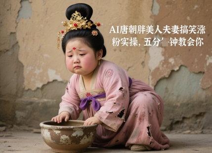 AI唐朝胖美人夫妻搞笑涨粉实操，五分钟教会你-比钱轻创