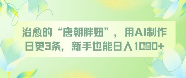 治愈的“唐朝胖妞”，用AI制作日更3条，新手也能日入多张-比钱轻创