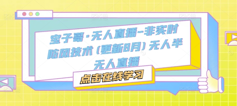 宝子哥·无人直播-非实时防风技术(更新25年5月)无人半无人直播-比钱轻创