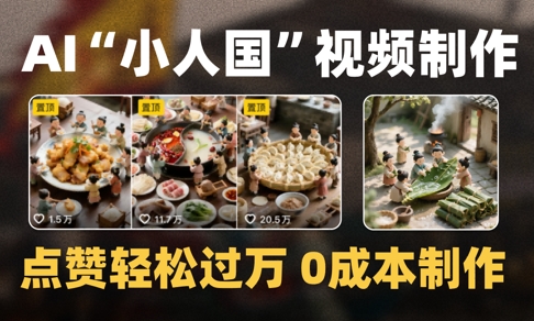 爆款1000W+播放微缩景观迷你小人国AI视频0成本制作全流程教学-比钱轻创