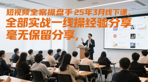 短视频全案操盘手25年3月线下课，全部实战一线操盘手经验分享，毫无保留分享，全是干货-比钱轻创