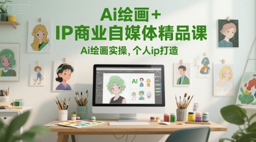 Ai绘画+IP商业自媒体精品课，Ai绘画实操，个人ip打造-比钱轻创