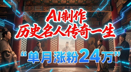暴力起号！用AI制作历史名人传奇一生，单月涨粉24W，涨粉+变现赛道黑马来了-比钱轻创