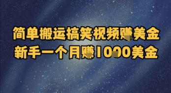 简单搬运搞笑视频挣美金，新手一个月入1k美金-比钱轻创