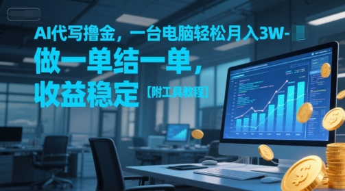 AI代写撸金，一台电脑轻松月入1-3W，做一单结一单，收益稳定【附工具教程】-比钱轻创