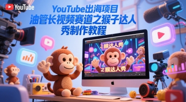 YouTube出海项目，油管长视频赛道之猴子达人秀制作教程-比钱轻创