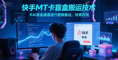 快手MT卡盲盒搬运技术，卡AI盲盒通道进行替换搬运，效果自测-比钱轻创