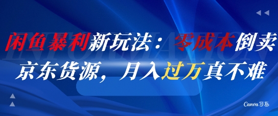 闲鱼暴利新玩法：零成本倒卖京东货源，月入过1W真不难-比钱轻创