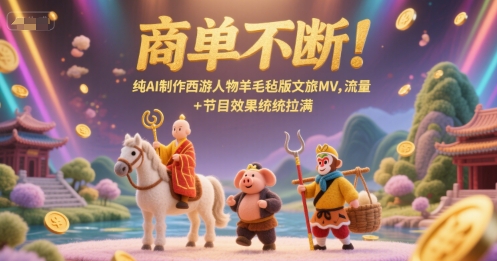 商单不断！纯AI制作西游人物羊毛毡版文旅MV，流量+节目效果统统拉满-比钱轻创