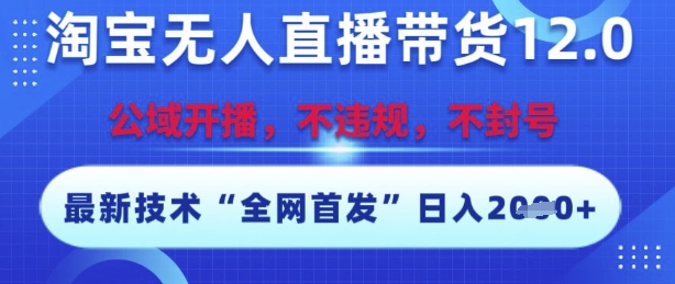 淘宝无人直播带货12.0，最新技术，不封号，不违规，操作简单，开播爆单，日入多张【揭秘】-比钱轻创