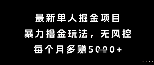 最新单人掘金项目，暴力撸金玩法，无风控，每个月多挣5k+【揭秘】-比钱轻创