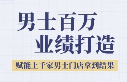 2025男士美业百万业绩打造，赋能上千家男士门店拿到结果-比钱轻创