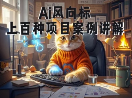 Ai风向标-附100种项目案例玩法-0基础小白到大神ai视频商业应用教学-比钱轻创