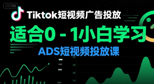 Tiktok短视频广告投放，适合0-1小白学习ADS短视频投放课-比钱轻创