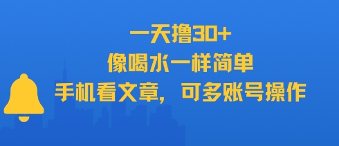 一天撸30+，像喝水一样简单，手机看文章，可多账号操作-比钱轻创