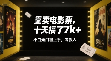 靠卖电影票，十天搞了7k+，小白无门槛上手，零投入【揭秘】-比钱轻创