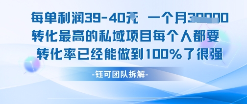每单利润40一个月7k+转化最高的私域项目，每个人都要的产品转化率已经能做到100%-比钱轻创
