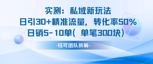 实测私域新玩法日引30加精准流量转化率50%日销5-10单每笔3张-比钱轻创