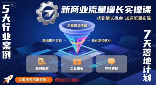 新商业流量增长实操课，找到增长机会，加速流量布局-比钱轻创
