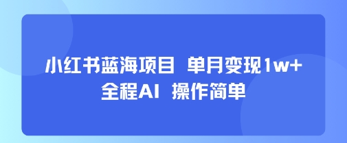 小红书蓝海项目 单月变现1w+ 全程AI 操作简单-比钱轻创