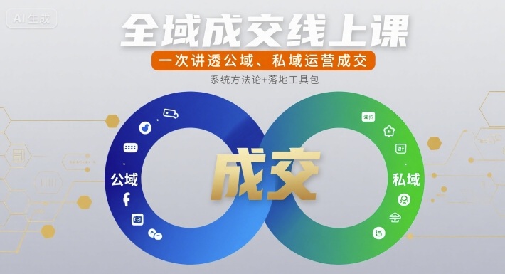 全域成交线上课，一次讲透公域、私域运营成交-比钱轻创
