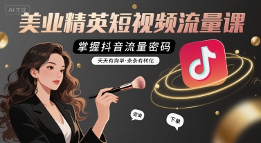 美业精英短视频流量课，掌握抖音流量密码，天天有询单，条条有转化-比钱轻创