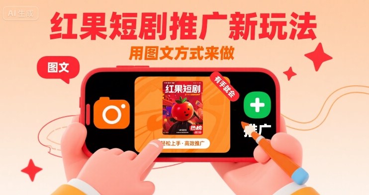 红果短剧推广新玩法，用图文方式来做，有手就会-比钱轻创
