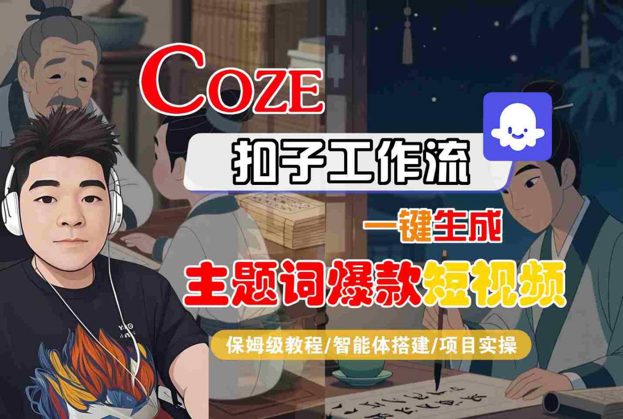 COZE扣子工作流一键生成主题词爆款短视频，保姆级教程-智能体搭建-项目实操-比钱轻创