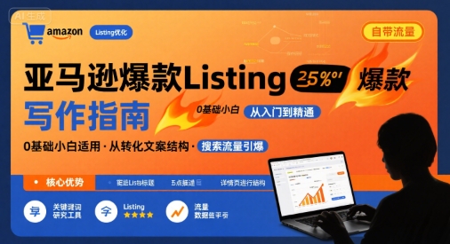 亚马逊爆款Listing写作方法，亚马逊0基础小白也能写爆款自带流量的Listing-比钱轻创
