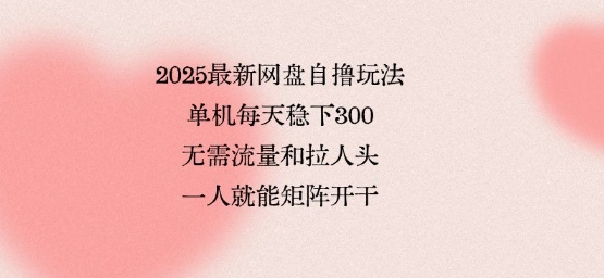 2025最新网盘自撸玩法，单机每天稳下3张，无需流量和拉人头，一个人就可轻松矩阵，全网独一份【揭秘】-比钱轻创