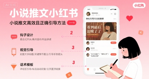 小说推文小红书高转化引导方法实操课，小说推文高效且正确引导方法-比钱轻创