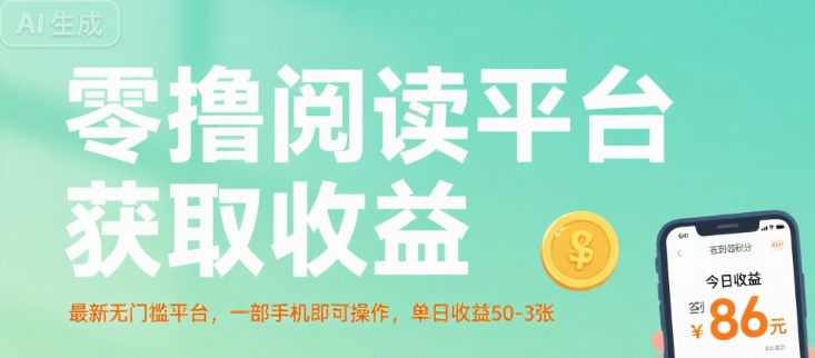零撸阅读平台获取收益，最新无门槛平台，一部手机即可操作，单日收益50-3张【揭秘】-比钱轻创