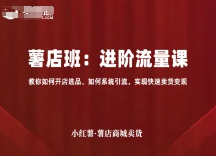 小红薯薯店商城卖货，进阶流量课，教你如何开店选品、如何系统引流，实现快速卖货变现-比钱轻创