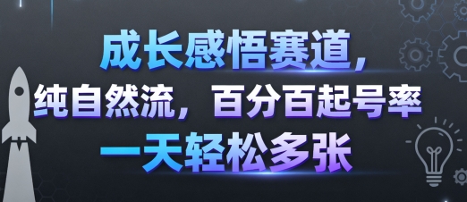 成长感悟赛道，纯自然流，百分百起号率 一天轻松多张-比钱轻创