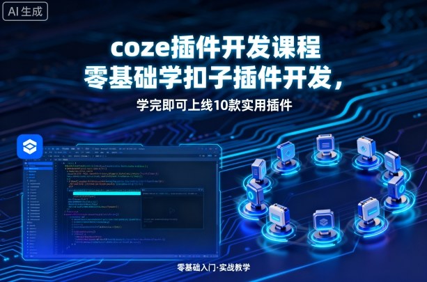 coze插件开发课程，零基础学扣子插件开发，学完即可上线10款实用插件-比钱轻创
