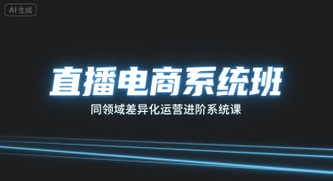 直播电商系统班，同领域差异化运营进阶系统课-比钱轻创